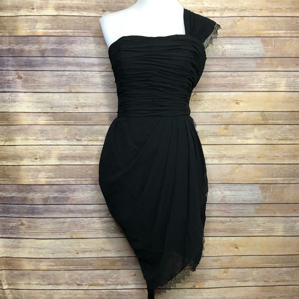 Vintage Pierre Balmain One Shoulder Black Dress